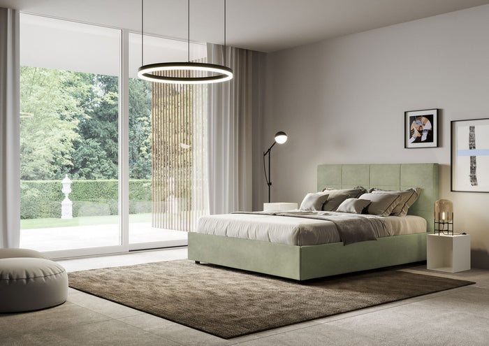 Letto Matrimoniale 160x210 cm con Rete e Contenitore Mika Tè verde