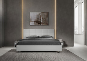 Letto matrimoniale king size con rete imbottito 180x200 similpelle bianco Mika