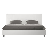 Letto matrimoniale king size senza rete imbottito 200x200 similpelle bianco Mika