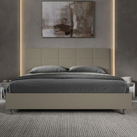 Letto matrimoniale king size contenitore imbottito 180x200 similpelle cappuccino Mika