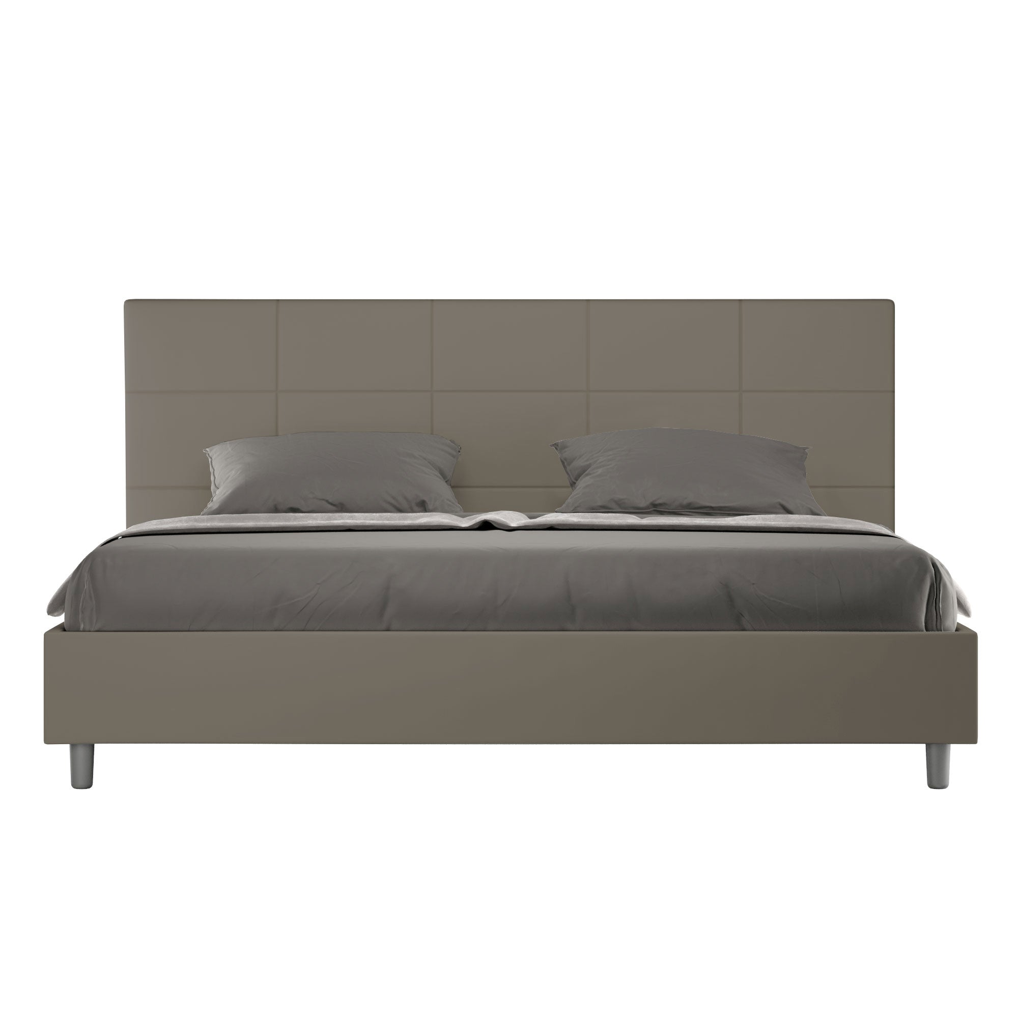 Letto matrimoniale king size contenitore imbottito 180x200 similpelle cappuccino Mika