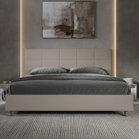 Letto matrimoniale king size contenitore imbottito 200x210 similpelle tortora Mika