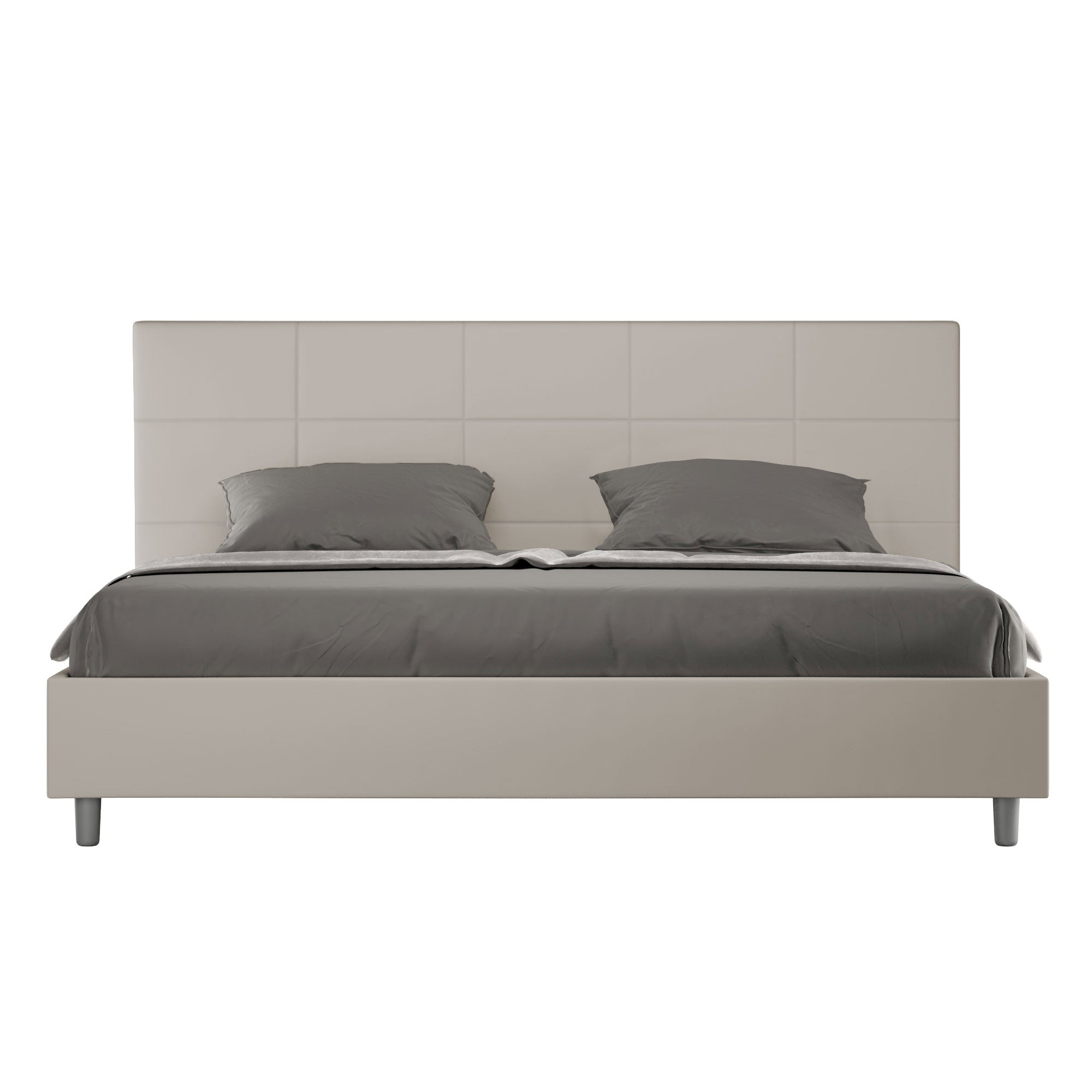 Letto matrimoniale king size con rete imbottito 180x210 similpelle tortora Mika