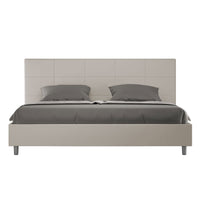 Letto matrimoniale king size con rete imbottito 180x210 similpelle tortora Mika