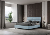 Letto Matrimoniale 160x200 cm con Rete e Contenitore Nandy Azzurro