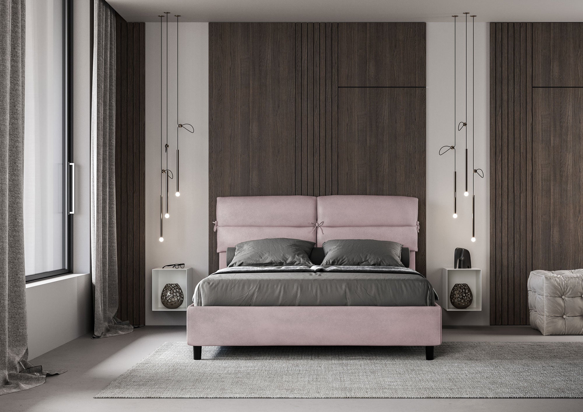 Letto Matrimoniale 160x190 cm Senza Rete Nandy Glicine