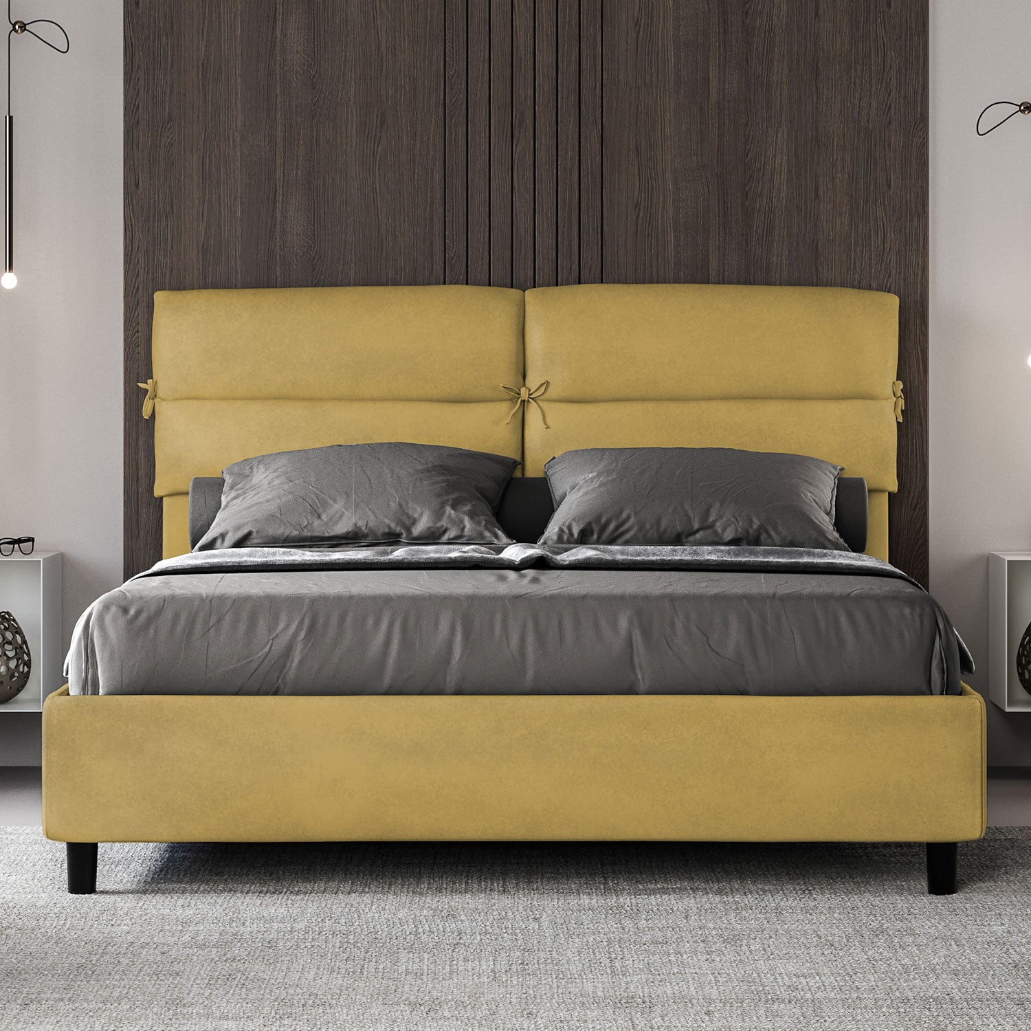 Letto Matrimoniale 160x190 cm Senza Rete Nandy Ocra