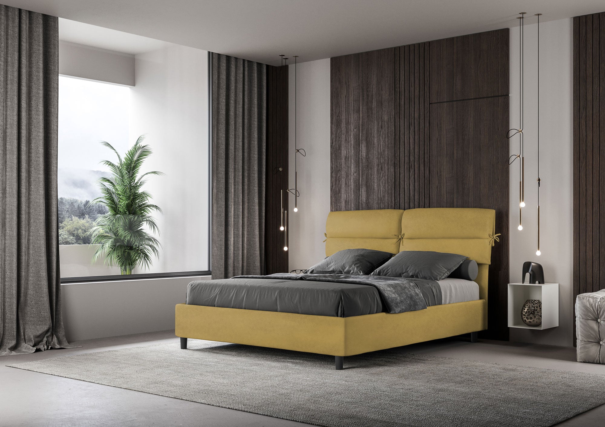 Letto Matrimoniale 160x190 cm Senza Rete Nandy Ocra