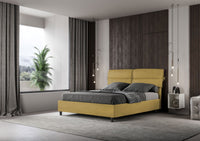 Letto Matrimoniale 160x190 cm con Rete e Contenitore Nandy Ocra