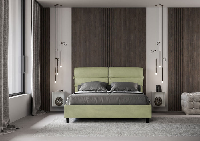 Letto Matrimoniale 160x200 cm con Rete e Contenitore Nandy Tè verde