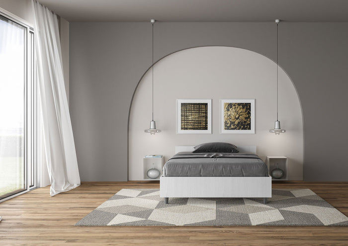 Letto 1 Piazza e Mezzo 120x200 cm con Rete Nuamo Bianco Frassino