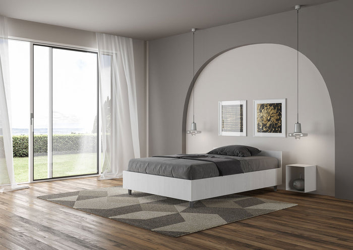 Letto 1 Piazza e Mezzo 120x200 cm con Rete Nuamo Bianco Frassino