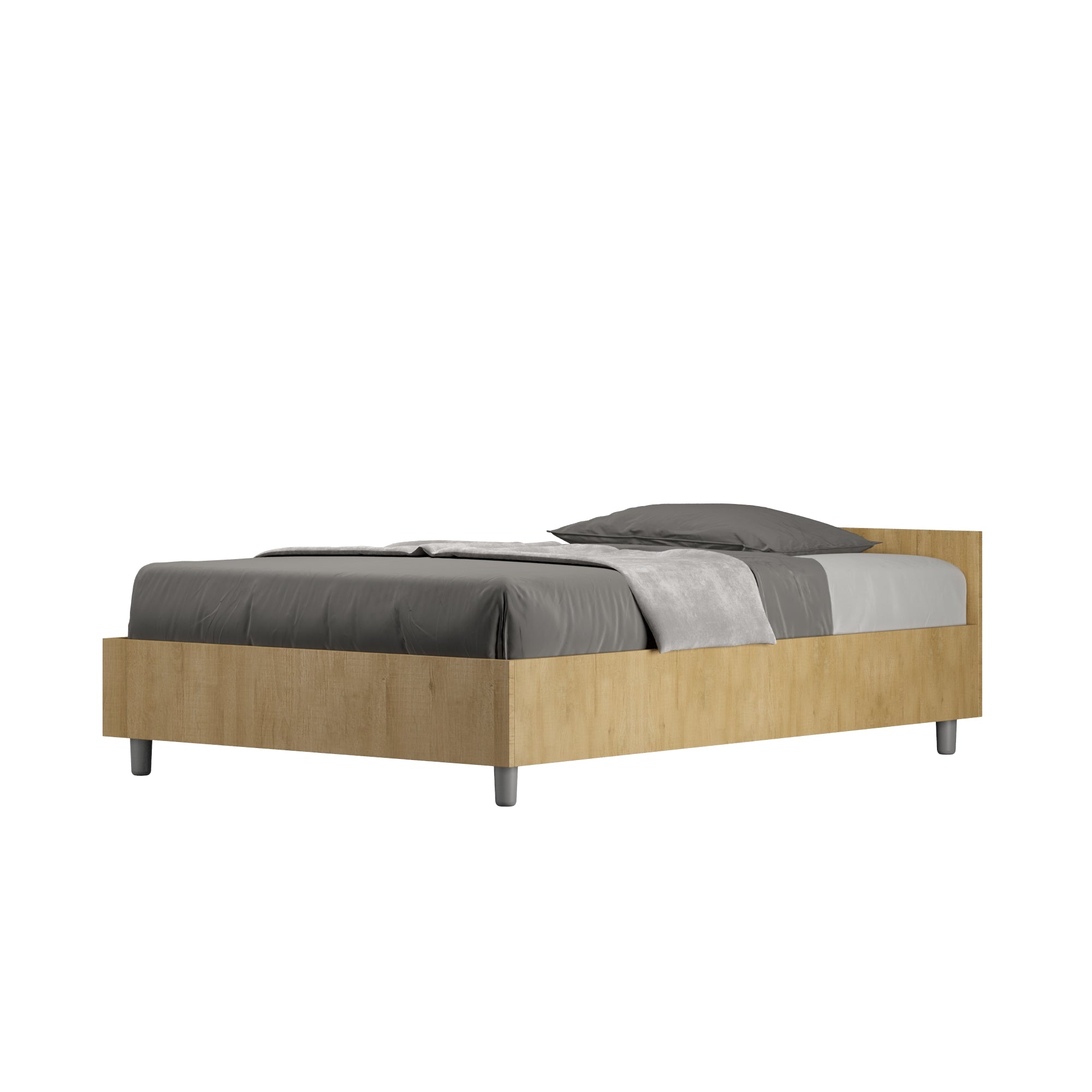 Letto 1 Piazza e Mezzo 120x190 cm con Rete e Contenitore Nuamo Quercia