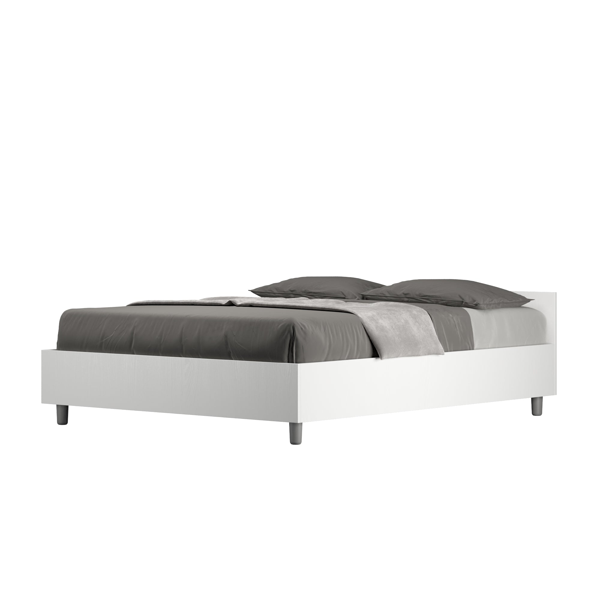 Letto matrimoniale francese senza rete 140x200 bianco frassino Nuamo