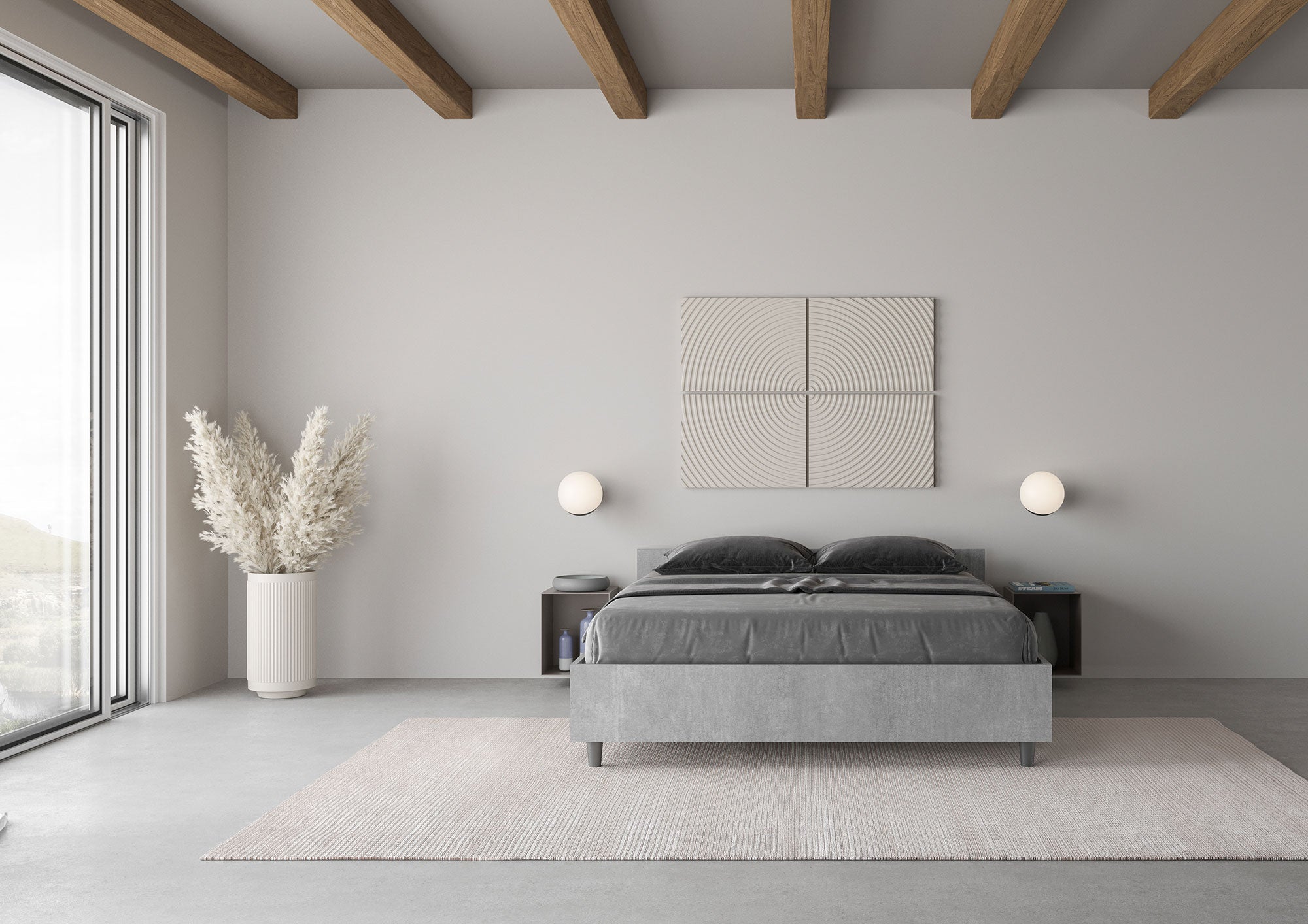 Letto Matrimoniale Francese 140x200 cm Senza Rete Nuamo Grigio