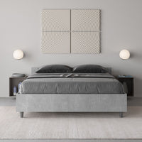 Letto Matrimoniale Francese 140x200 cm con Rete Nuamo Grigio