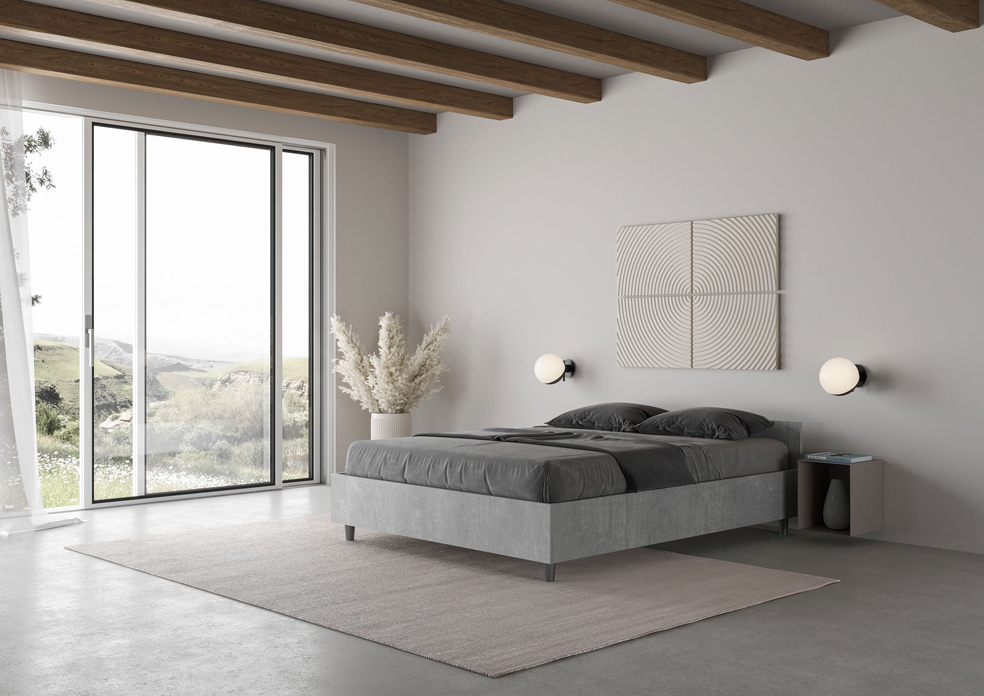 Letto Matrimoniale Francese 140x200 cm Senza Rete Nuamo Grigio