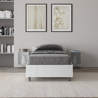 Letto Singolo 80x190 cm con Rete e Contenitore Nuamo Bianco Frassino