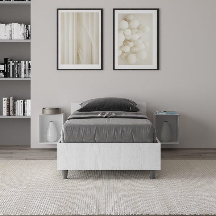 Letto Singolo 80x200 cm con Rete Nuamo Bianco Frassino