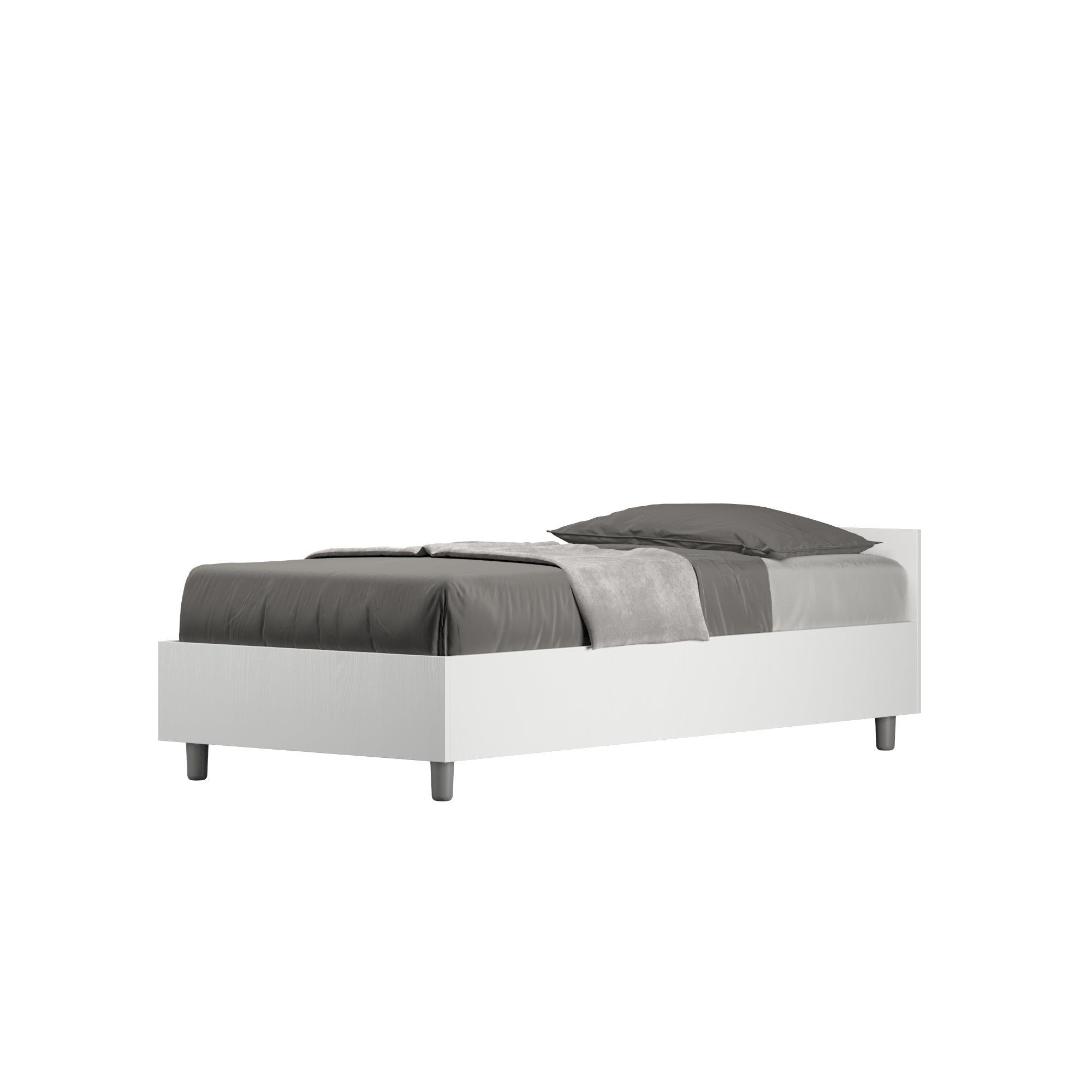 Letto Singolo 80x200 cm con Rete Nuamo Bianco Frassino