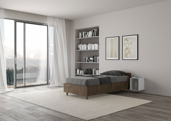 Letto Singolo 80x190 cm con Rete Nuamo Noce