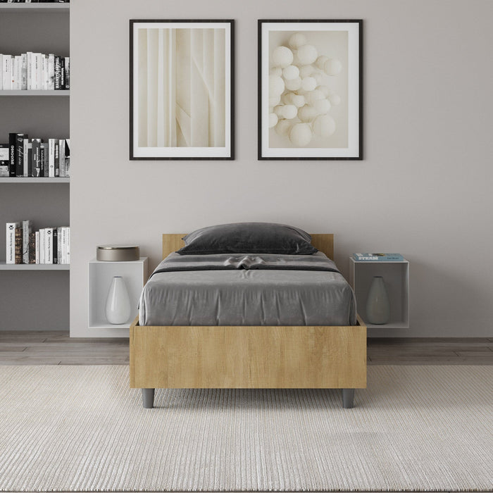 Letto Singolo 80x190 cm con Rete Nuamo Quercia