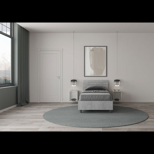 Letto Singolo 80x190 cm testata dritta con doghe Ankel - Contenitore,Grigio