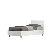 Letto Singolo 80x190 cm testata inclinata con doghe Ankel - Senza rete,Bianco Frassino