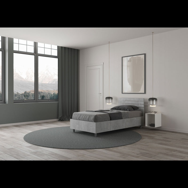 Letto Singolo 80x200 cm testata dritta con doghe Ankel - Senza rete,Grigio