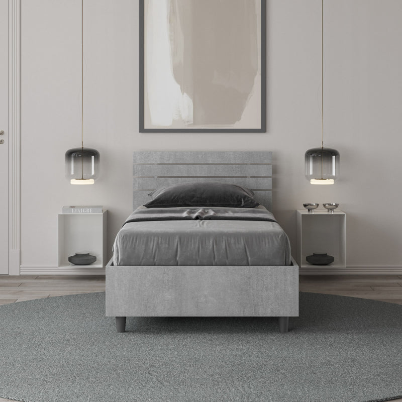 Letto Singolo 80x200 cm testata dritta con doghe Ankel - Senza rete,Grigio