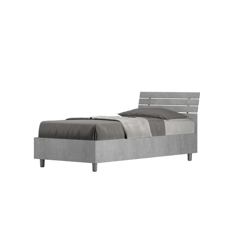 Letto Singolo 80x200 cm testata inclinata con doghe Ankel - Senza rete,Grigio