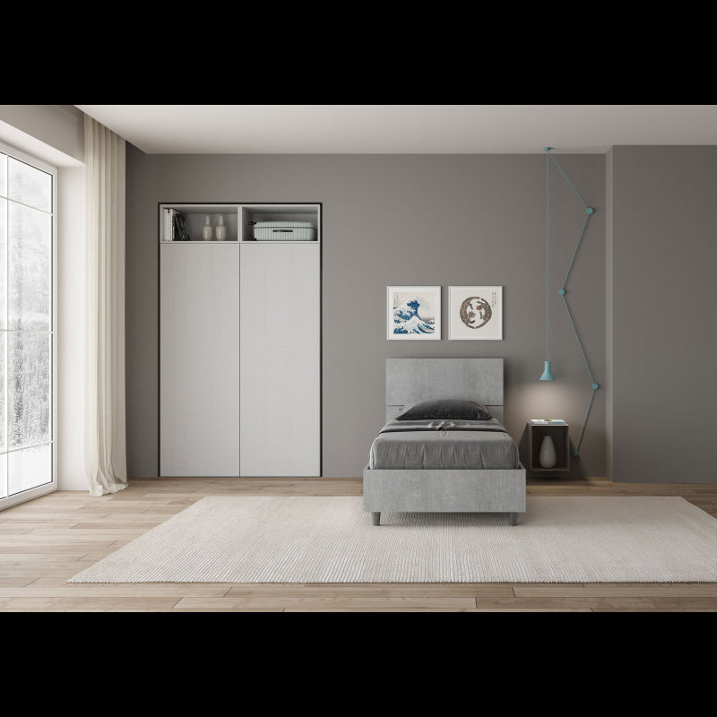 Letto Singolo 80x200 cm testata inclinata Demas - Contenitore,Grigio