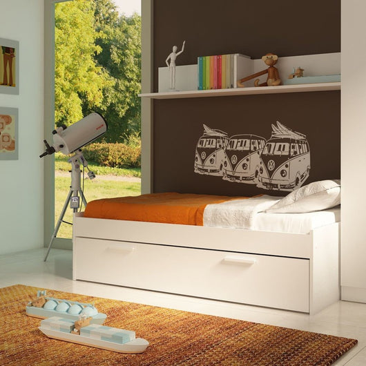 Letto singolo con cassettone estraibile 1004 Blanco