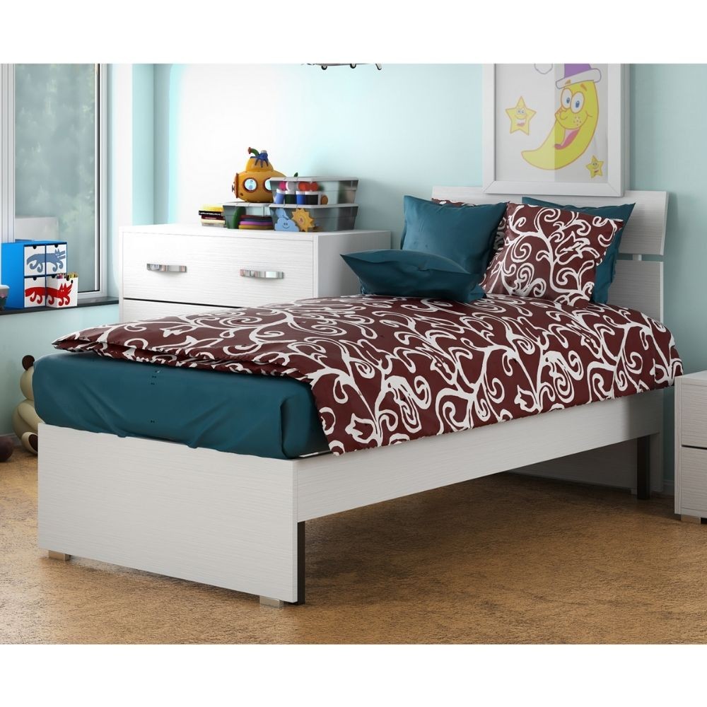 Letto singolo in legno colore bianco frassinato