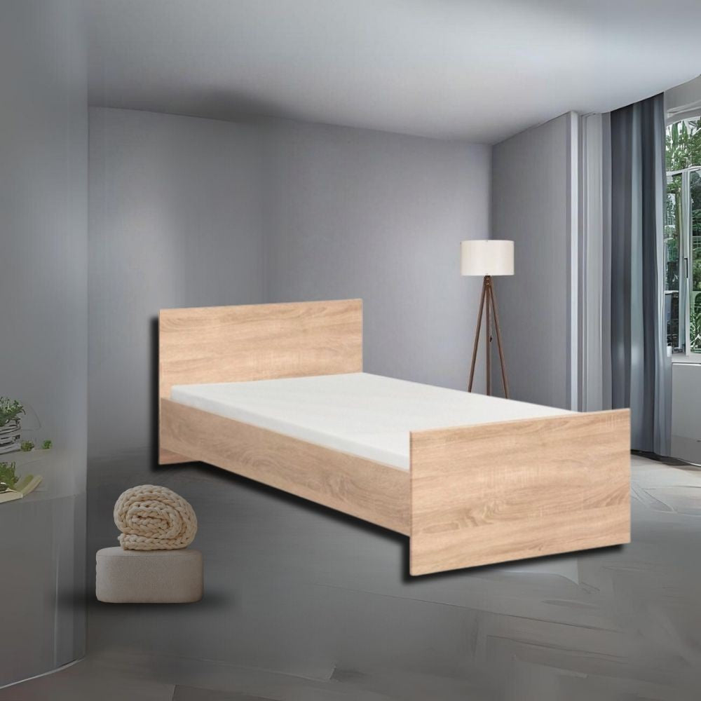 Letto singolo in legno Nepo 95x203.5x83h colore rovere