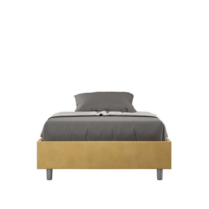 Letto Sommier imbottito 1 piazza e mezza 120x190 cm Azelia - Senza rete,Microfibra,Ocra