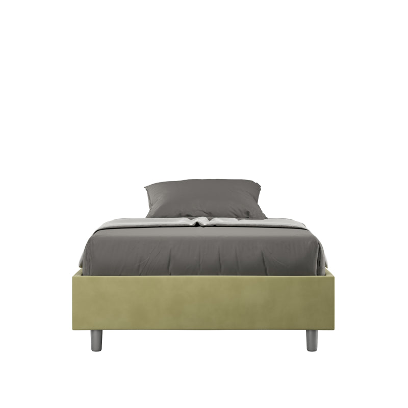 Letto Sommier imbottito 1 piazza e mezza 120x190 cm Azelia - Con rete,Microfibra,Tè verde