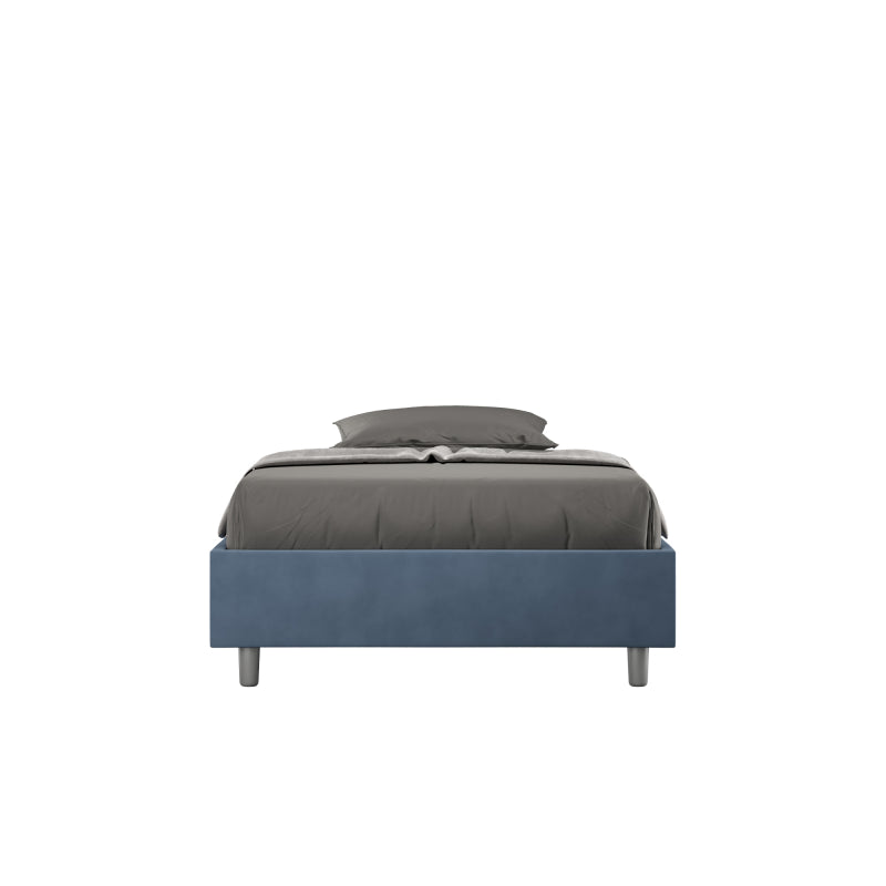 Letto Sommier imbottito 1 piazza e mezza 120x190 cm Azelia - Con rete,Microfibra,Blu