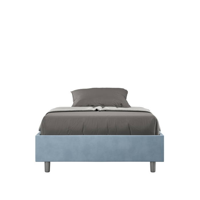 Letto Sommier imbottito 1 piazza e mezza 120x200 cm Azelia - Con rete,Microfibra,Azzurro