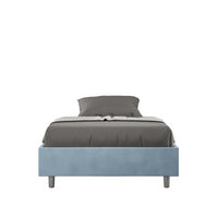 Letto Sommier imbottito 1 piazza e mezza 120x210 cm Azelia - Senza rete,Microfibra,Azzurro