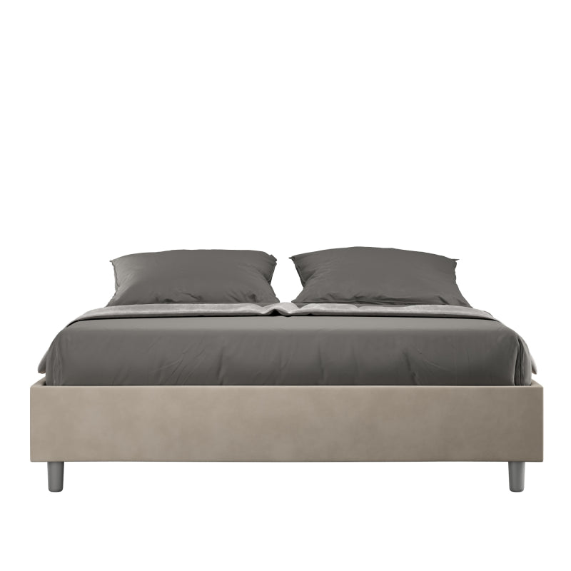 Letto Sommier imbottito Matrimoniale 160x190 cm Azelia - Senza rete,Microfibra,Sabbia