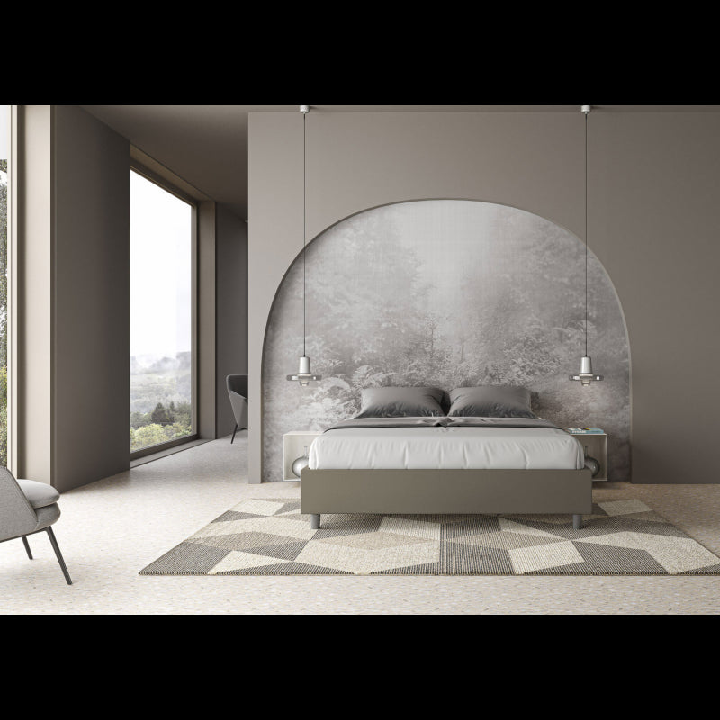 Letto Sommier imbottito Matrimoniale 160x190 cm Azelia - Similpelle,Cappuccino,Contenitore