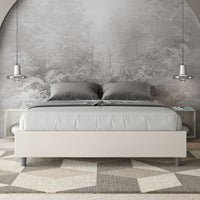 Letto Sommier imbottito Matrimoniale 160x190 cm Azelia - Bianco,Similpelle,Con rete