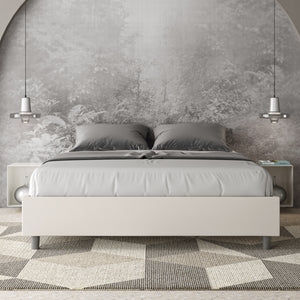 Letto Sommier imbottito Matrimoniale 160x190 cm Azelia - Bianco,Similpelle,Con rete