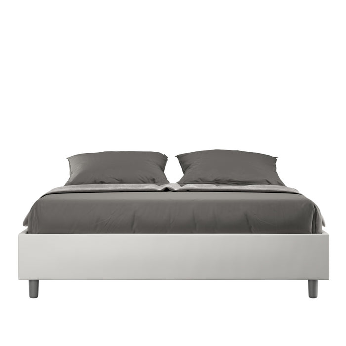 Letto Sommier imbottito Matrimoniale 160x190 cm Azelia - Bianco,Similpelle,Con rete