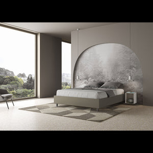 Letto Sommier imbottito Matrimoniale 160x190 cm Azelia - Similpelle,Cappuccino,Contenitore