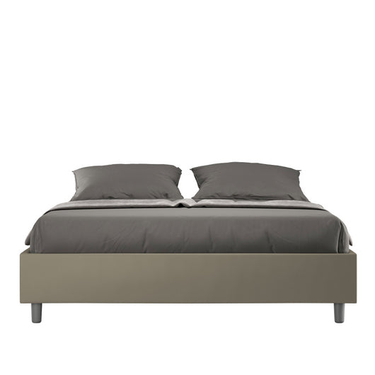 Letto Sommier imbottito Matrimoniale 160x190 cm Azelia - Similpelle,Cappuccino,Con rete