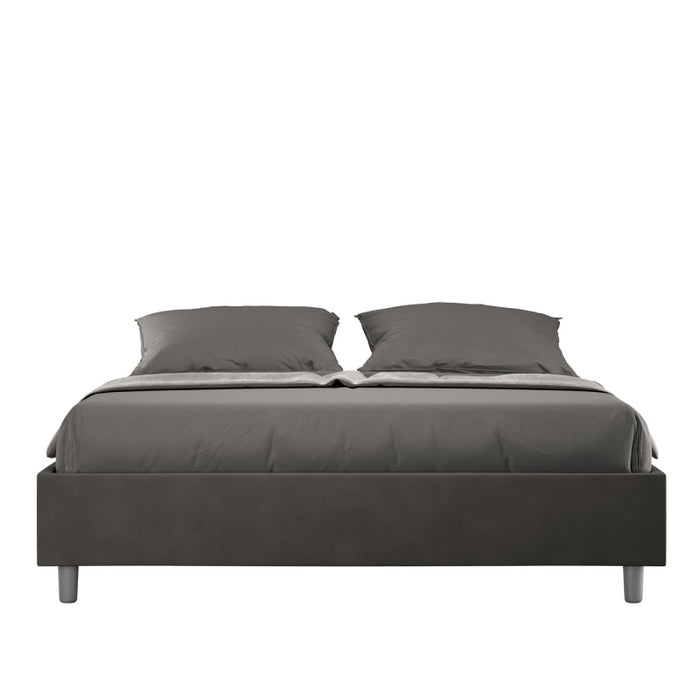 Letto Sommier imbottito Matrimoniale 160x200 cm Azelia - Contenitore,Microfibra,Grigio