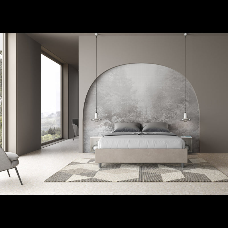 Letto Sommier imbottito Matrimoniale 160x210 cm Azelia - Senza rete,Microfibra,Sabbia