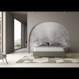 Letto Sommier imbottito Matrimoniale 160x210 cm Azelia - Similpelle,Cappuccino,Con rete